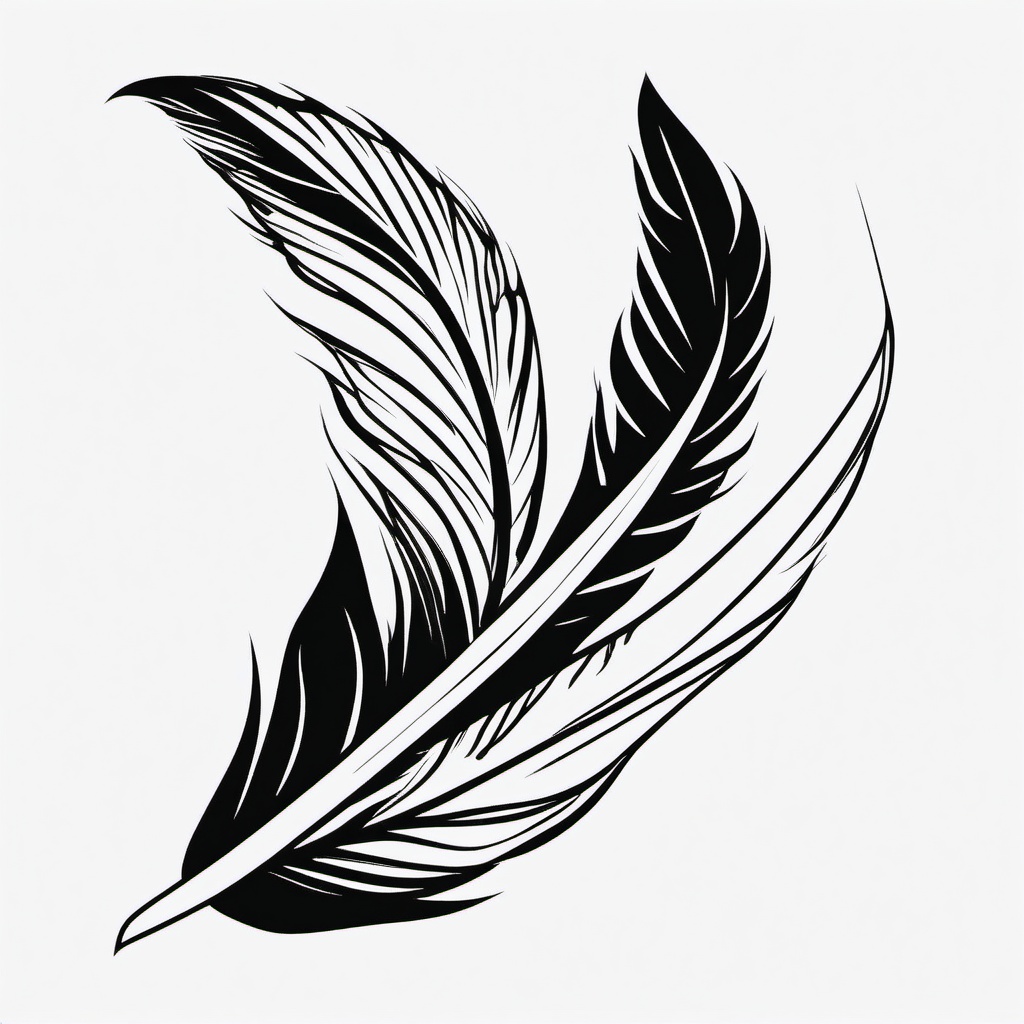 Eagle Feather Tattoo - Feather associated with an eagle.  simple vector tattoo,minimalist,white background