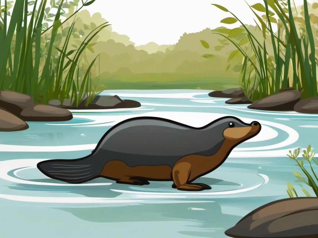 Cute Platypus in a Hidden Creek  clipart, simple