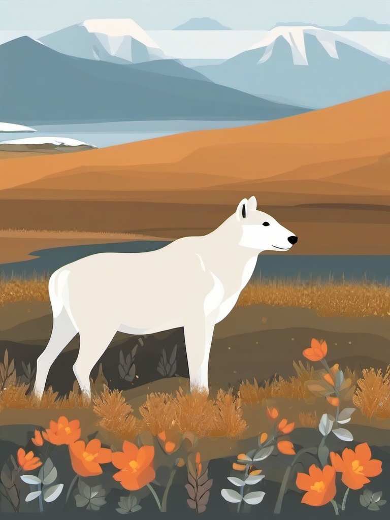 Tundra Northern Dryas Clip Art - Northern dryas in the Arctic tundra,  color vector clipart, minimal style