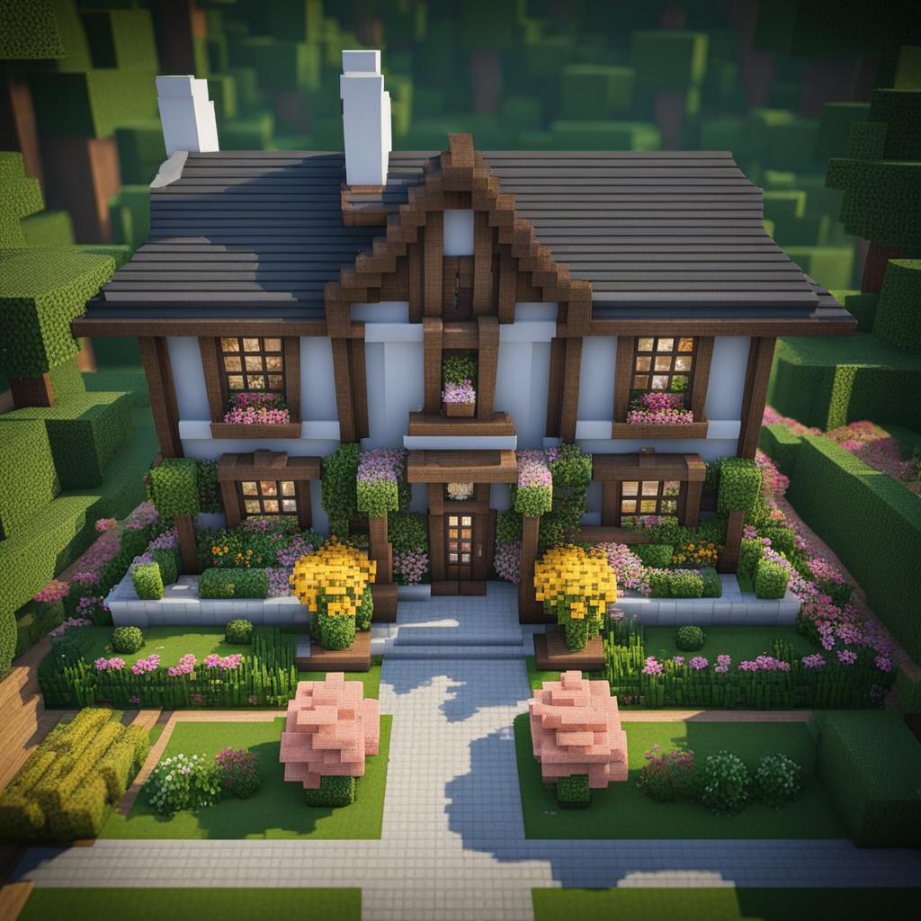 charming pretty house with flower-filled gardens - minecraft house design ideas minecraft block style