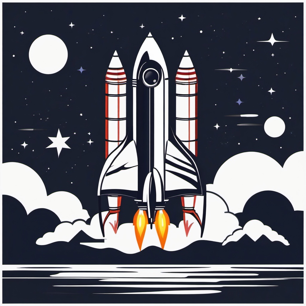 Rocketship Clipart - A rocketship poised for adventure.  color vector clipart, minimal style