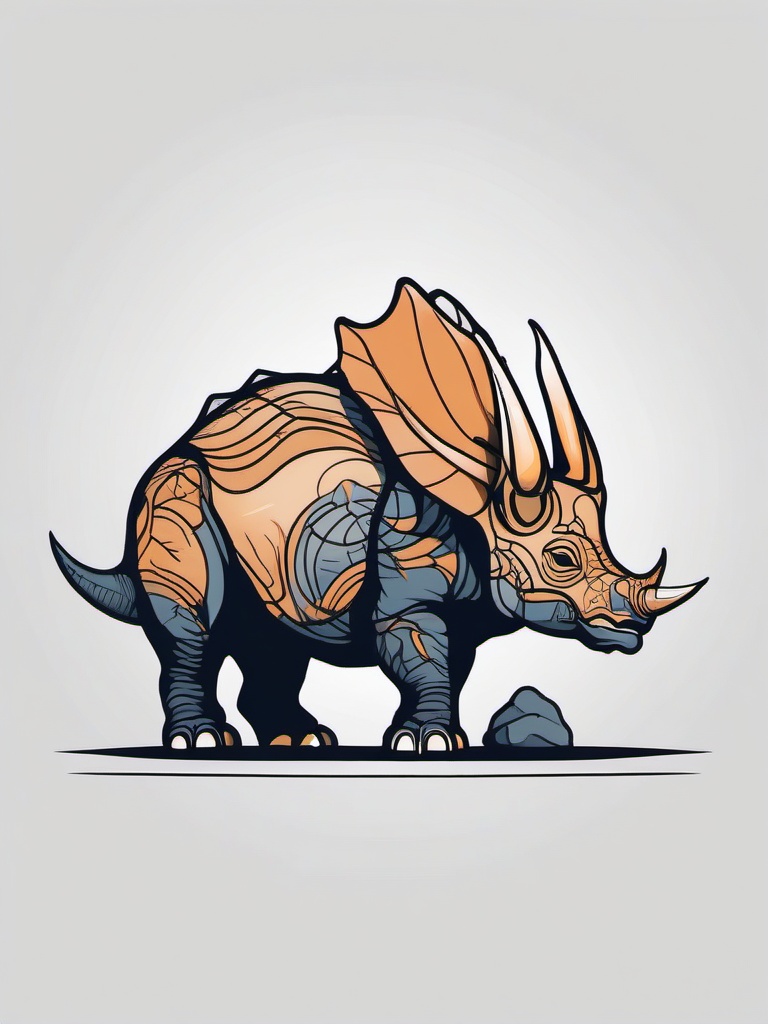 Minimalist Triceratops Tattoo - Embrace simplicity and charm with a minimalist Triceratops-themed tattoo.  simple vector color tattoo,minimal,white background