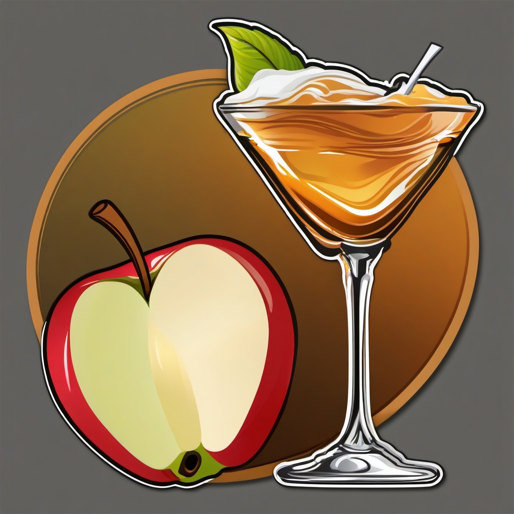 Caramel Apple Martini sticker- Vodka, apple schnapps, caramel syrup, and a splash of cream, embodying the flavors of a caramel-dipped apple., , color sticker vector art