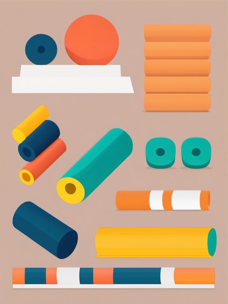 Yoga Mat and Blocks Clipart - A yoga mat and blocks for practice.  color vector clipart, minimal style