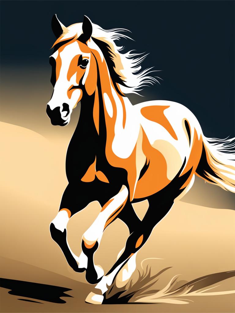 horse clipart - a graceful and galloping horse illustration. 