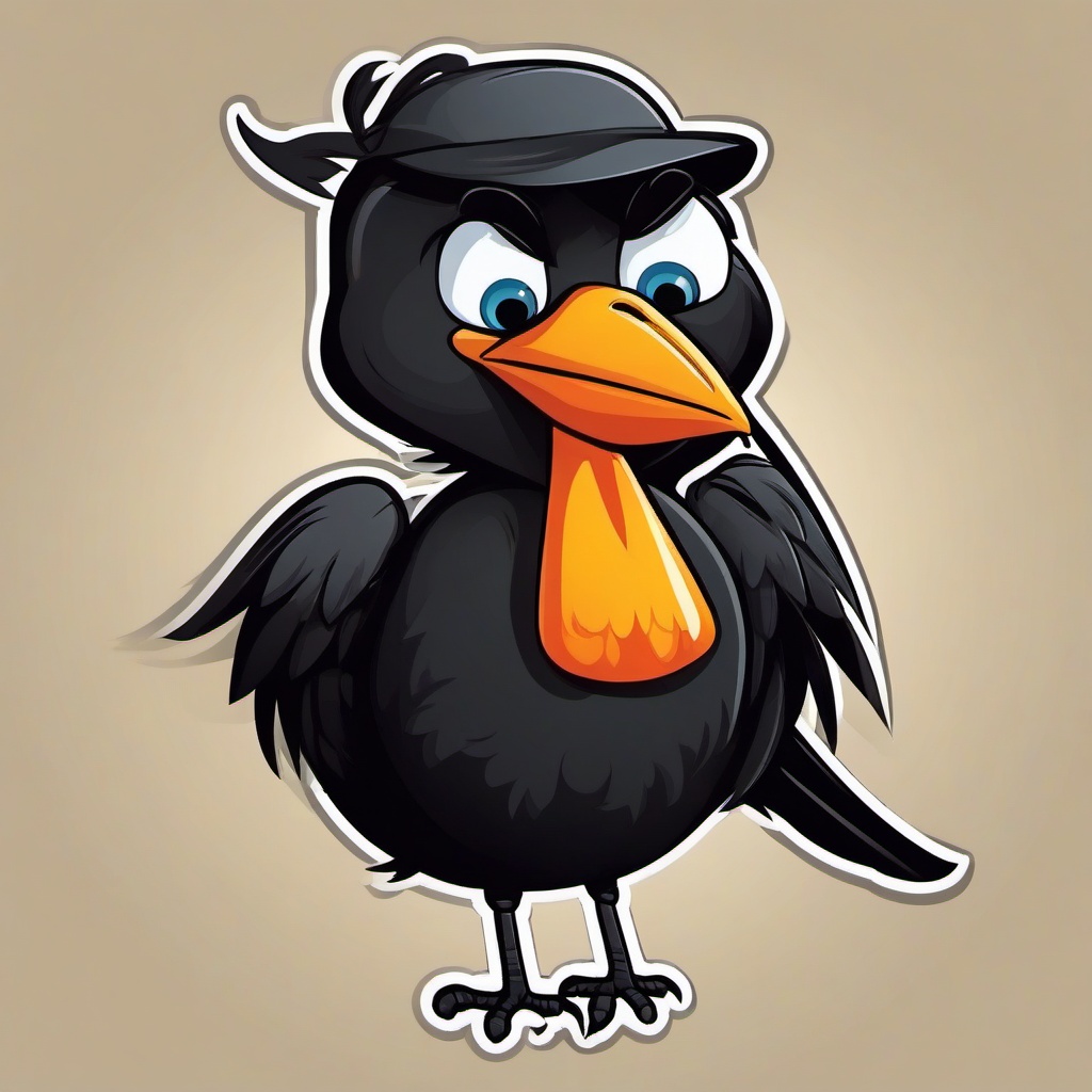 Crow cartoon - clever bird with a sharp call  cartoon sticker style