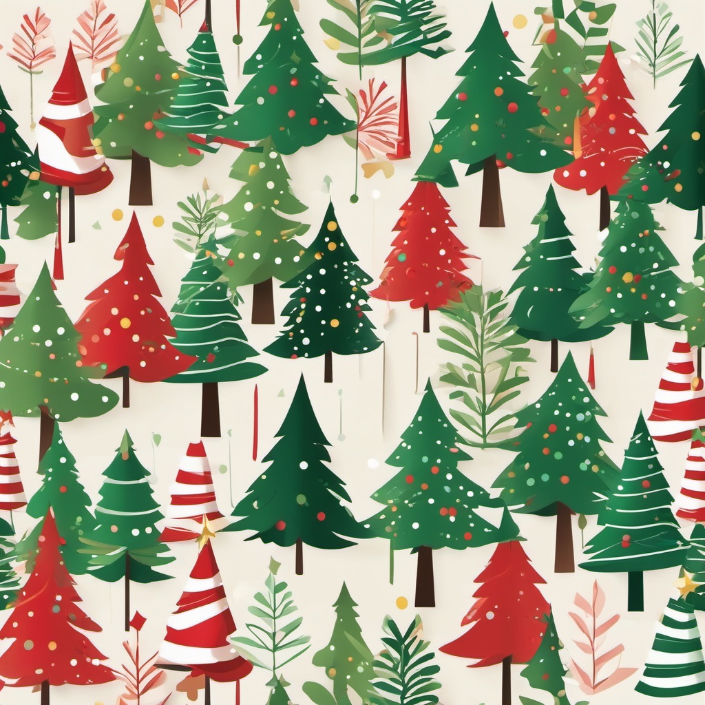 Christmas Tree Clipart,Decorating a digital holiday card  simple, 2d flat