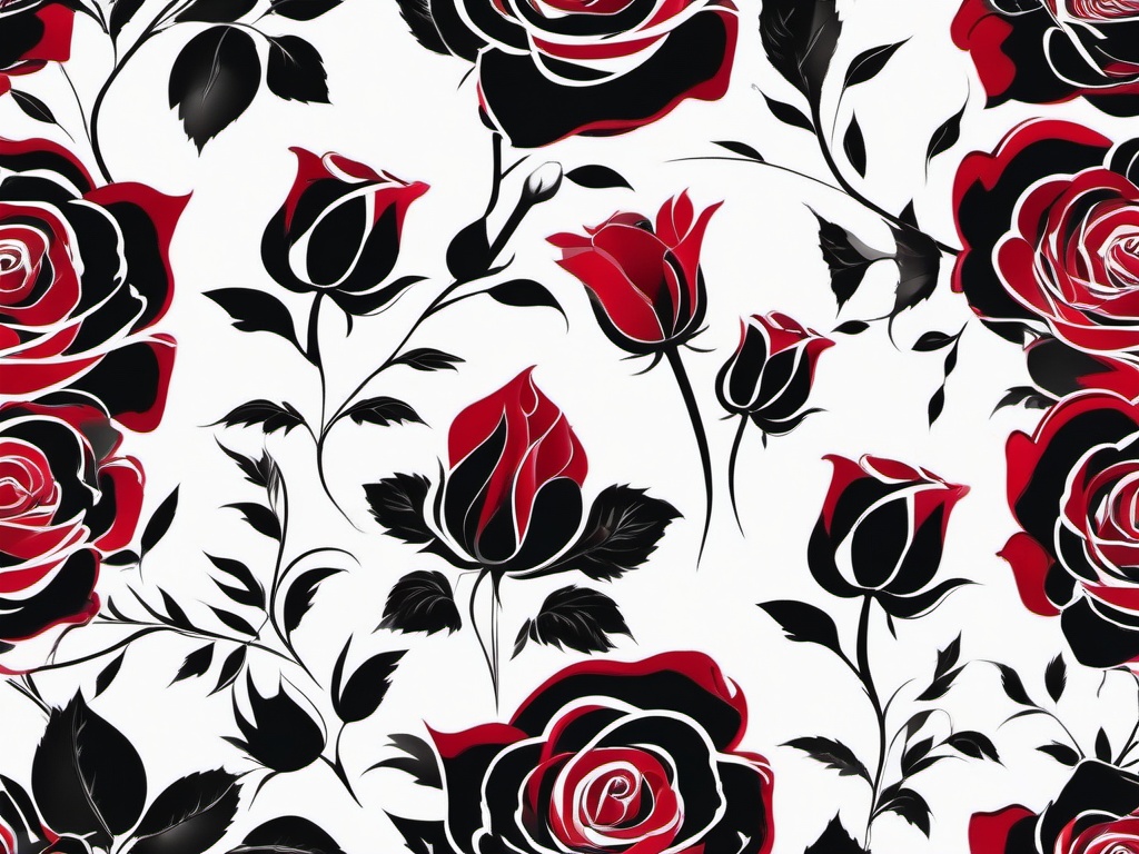 White Black And Red Background-Elegant white with black and red rose illustrations for a classic design  background wallpaper