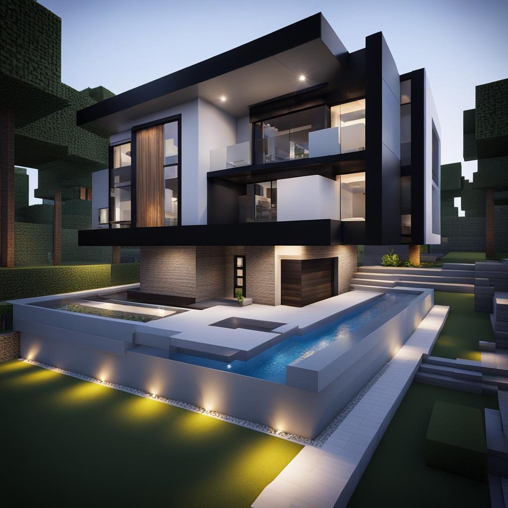 sleek modern residence with cutting-edge design - minecraft house design ideas minecraft block style