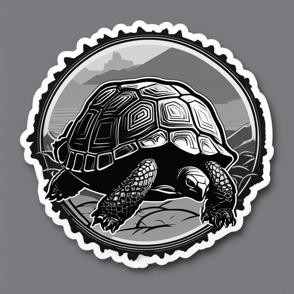 Galápagos Tortoise sticker- Giant tortoises, an iconic species in the Galápagos Islands, , sticker vector art, minimalist design