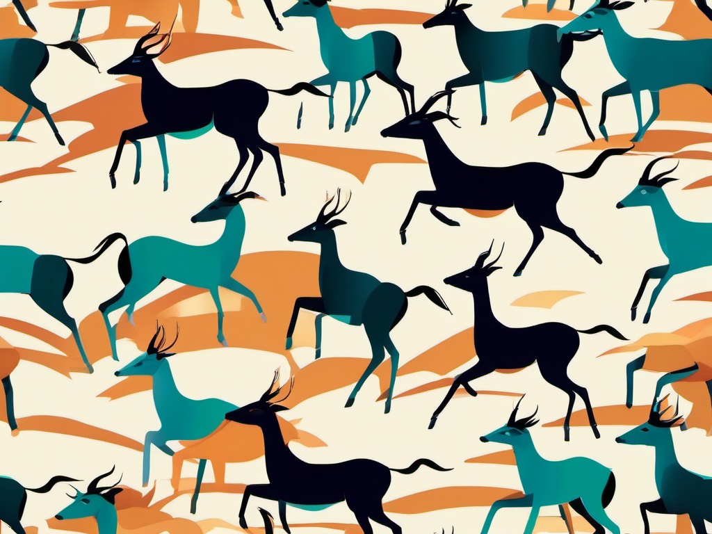 Gazelle Herd Clip Art - Herd of gazelles on the run,  color vector clipart, minimal style