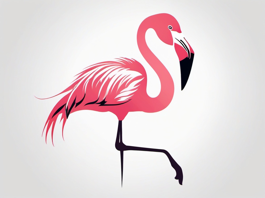 Flamingo Bird Tattoo - Graceful flamingo tattoo  minimalist tattoo design, white background