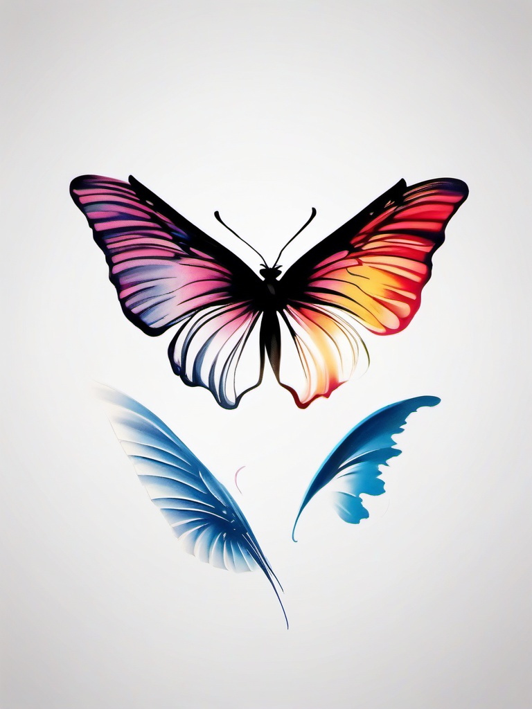 butterfly tattoo designs small  simple color tattoo,white background,minimal