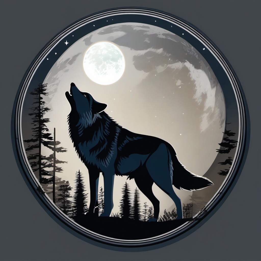 Wolf clipart - wolf with moon background  clipart