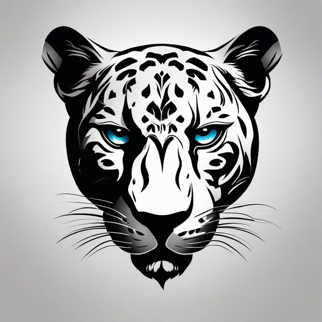 Bad Panther Tattoo-Rebellious and edgy representation of a panther in a tattoo design.  simple color tattoo,white background