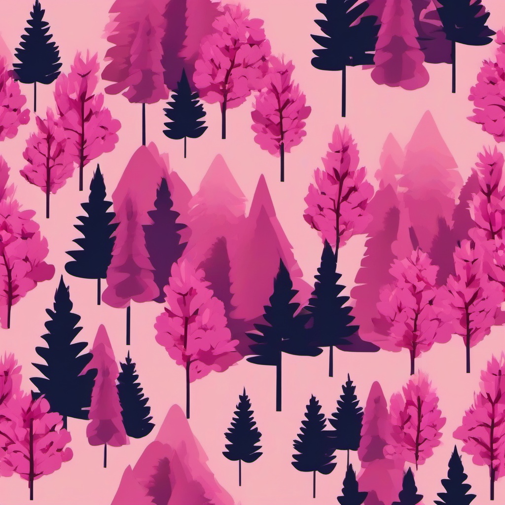 Taiga Pink Heather Clip Art - Pink heather flowers in the tranquil taiga forests,  color vector clipart, minimal style