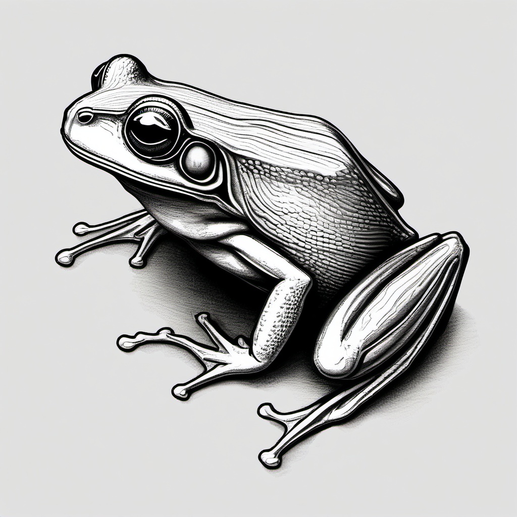 drawing of striped tree frog  minimal rough sketch scribbles,doodles,black and white