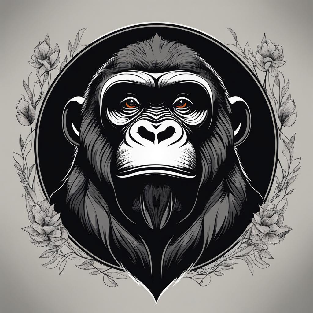 gorilla tattoo minimalist color design 