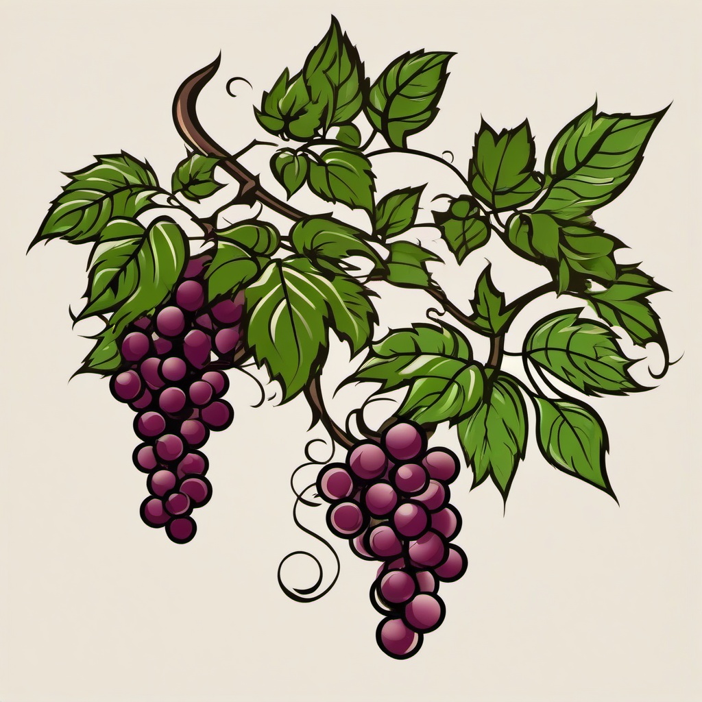 wine vine tattoo  simple vector color tattoo