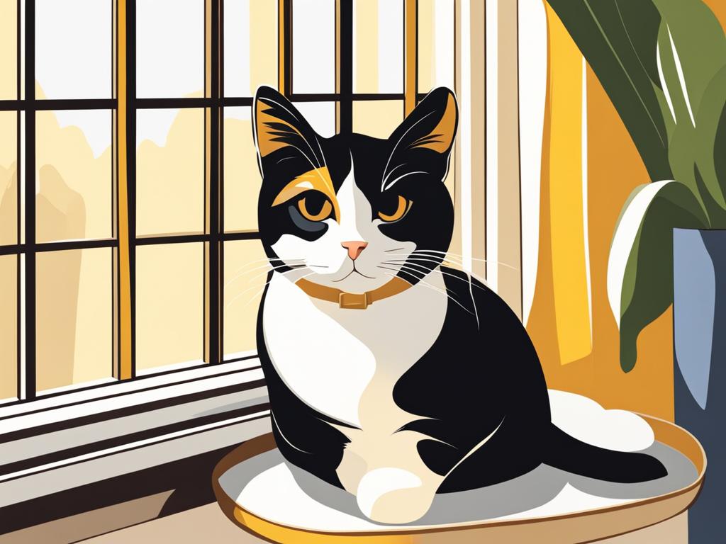 cat clip art: purring contentedly in a sunny window. 