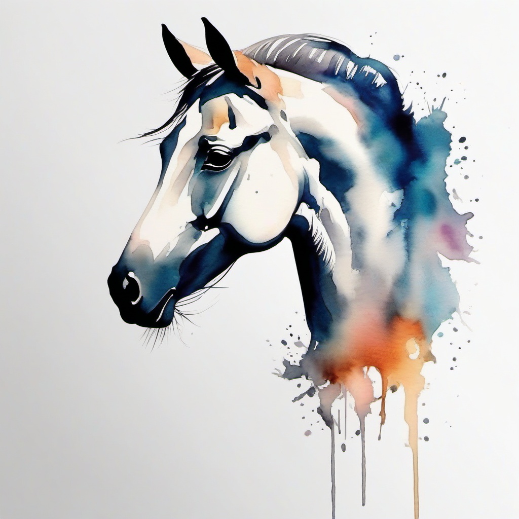 horse tattoo watercolor  simple tattoo,minimalist,white background