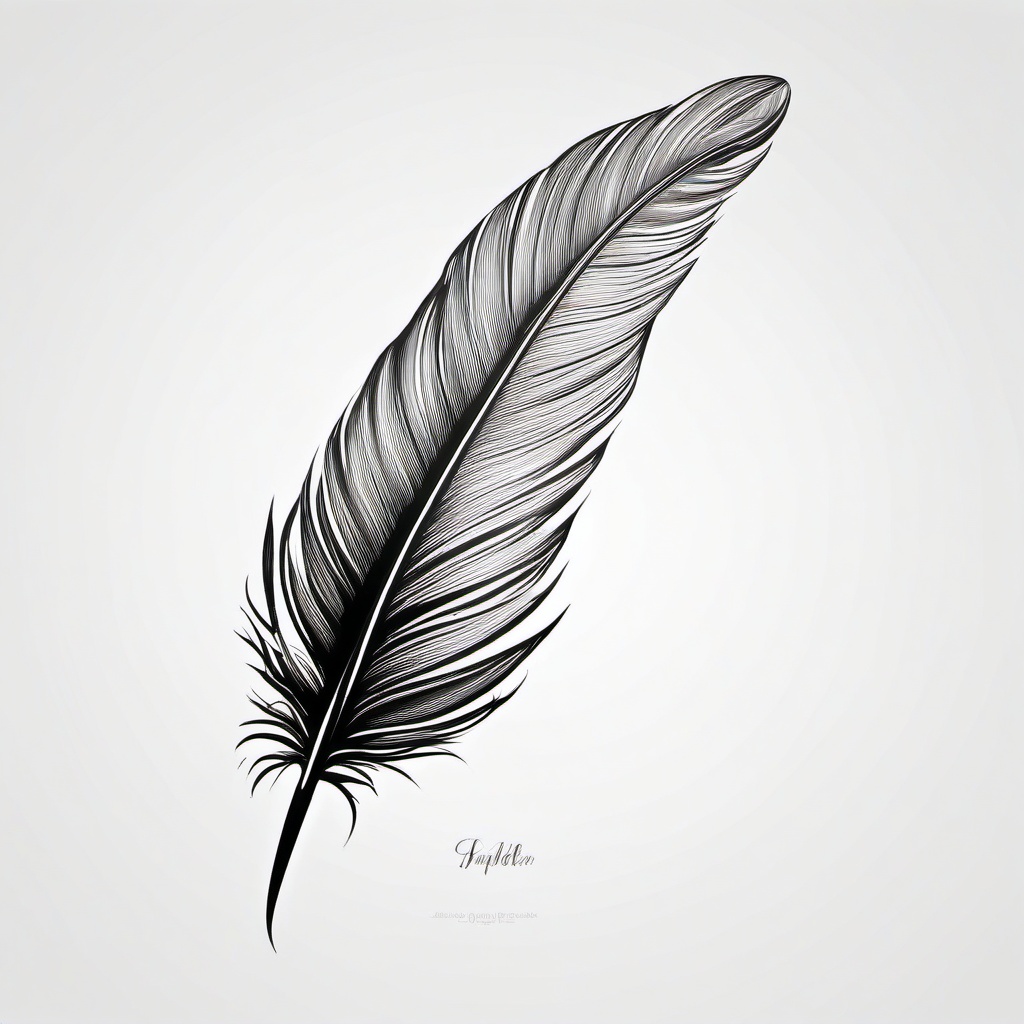 Feather and Quote Tattoo - Combination of a feather and a quote.  simple vector tattoo,minimalist,white background