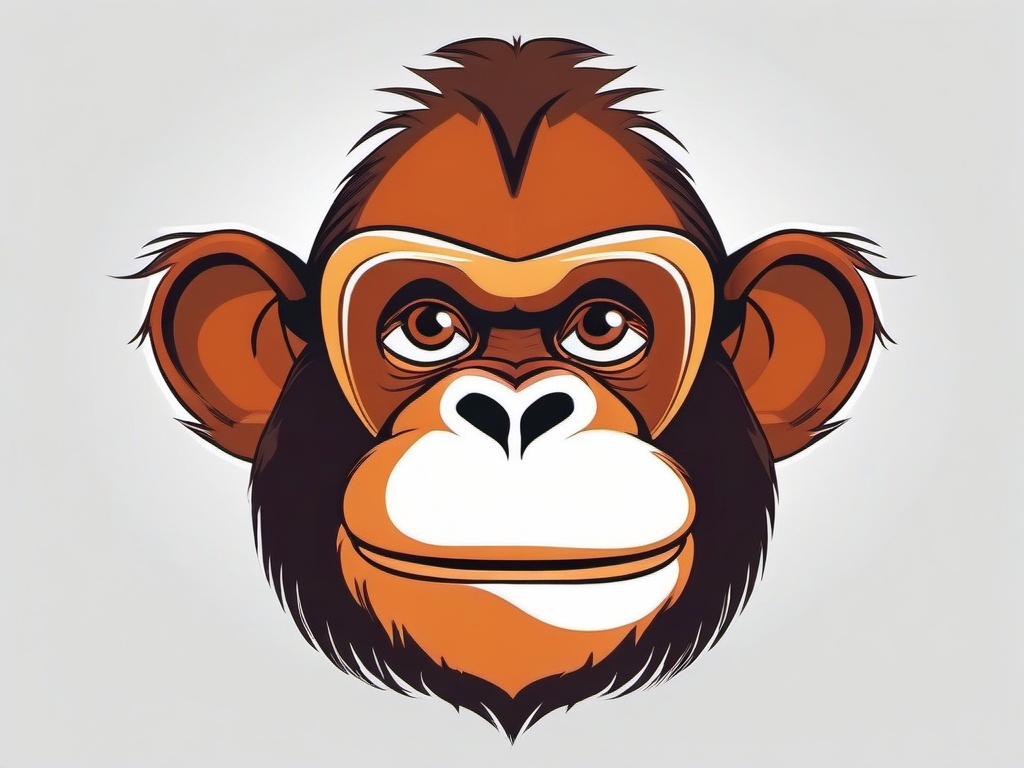 Orangutan cartoon  minimal, white background