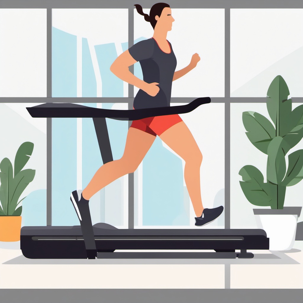 Treadmill Clipart - A treadmill for indoor running.  color vector clipart, minimal style