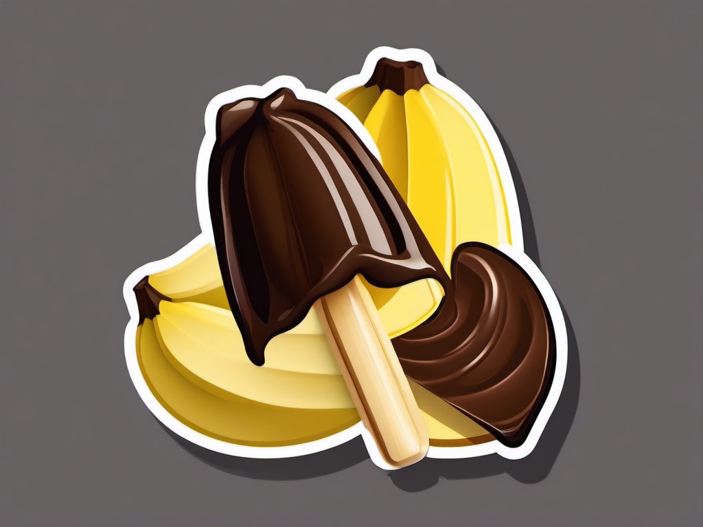 Chocolate Dipped Banana Pops sticker- Frozen banana slices dipped in silky dark , color sticker vector art