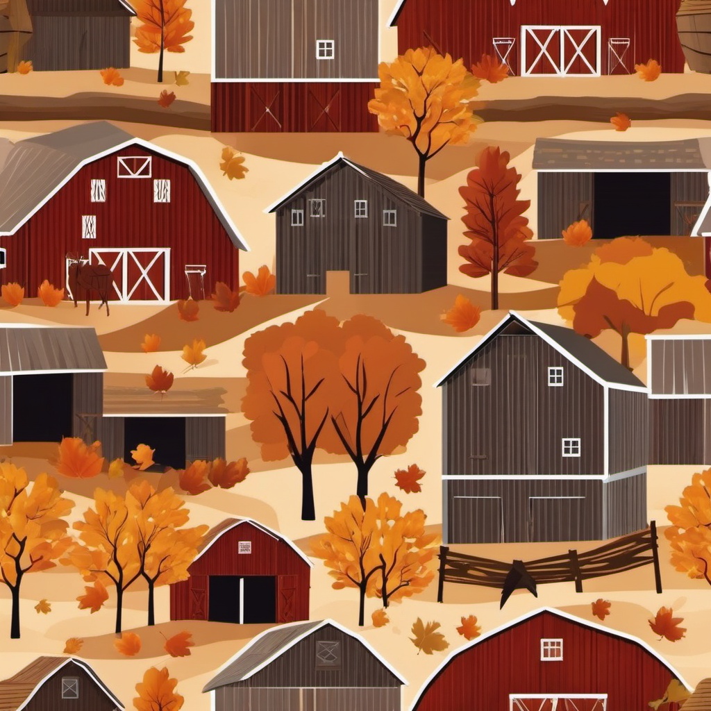 Rustic Barn clipart - Cozy barn in the fall, ,vector color clipart,minimal