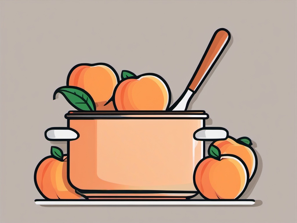 Peach Jam Making Clipart - Pot of peaches being cooked for jam.  color vector clipart, minimal style