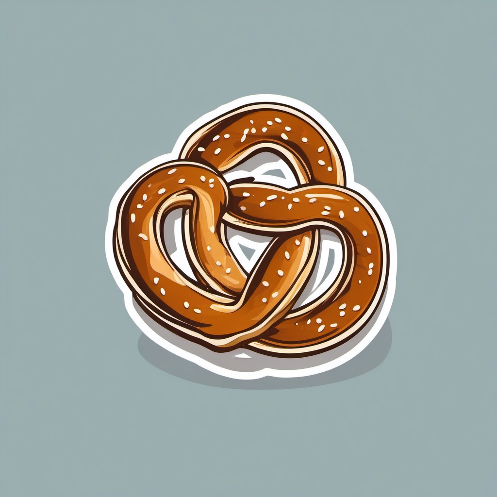 Pretzel Sticker - Savor the salty and twisted goodness of a freshly baked pretzel, , sticker vector art, minimalist design