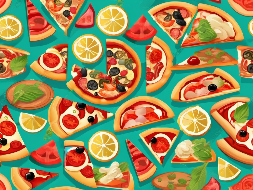 Pizza Clipart, Delicious slices of pizza with various toppings. 