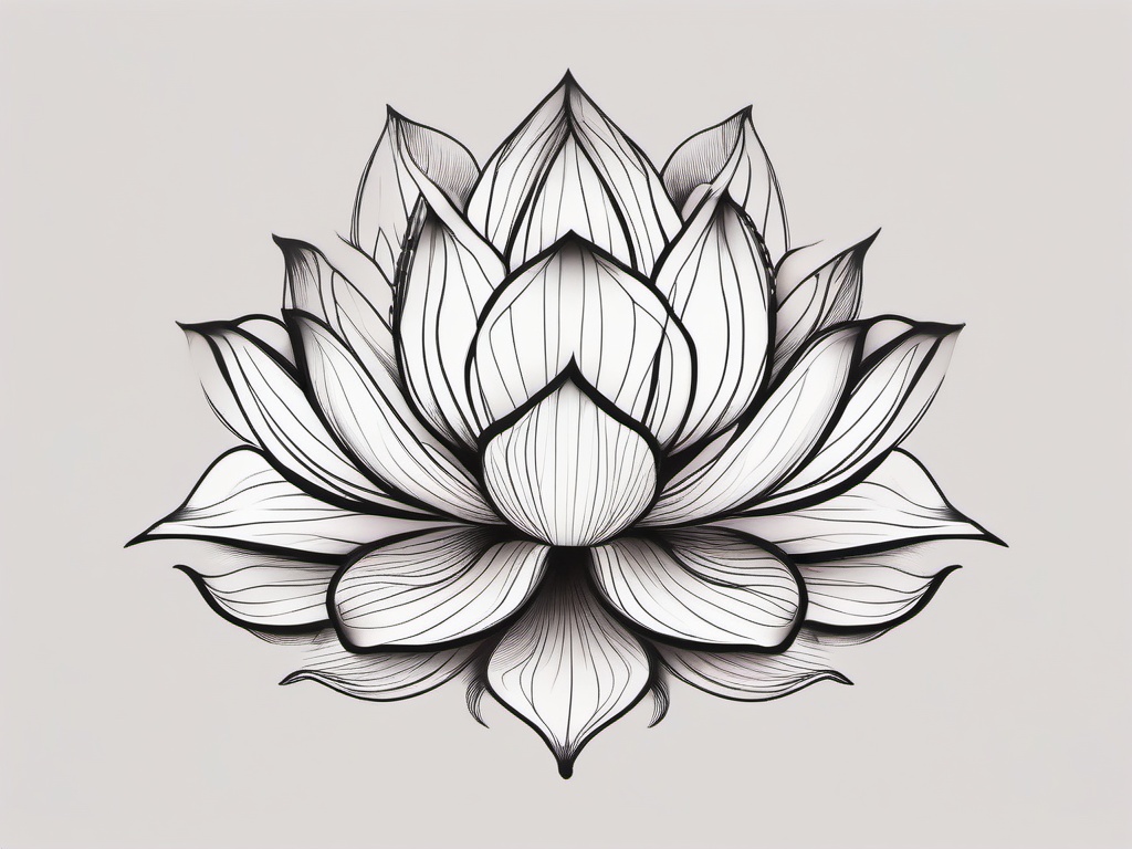 japanese lotus tattoo design  simple color tattoo,white background,minimal