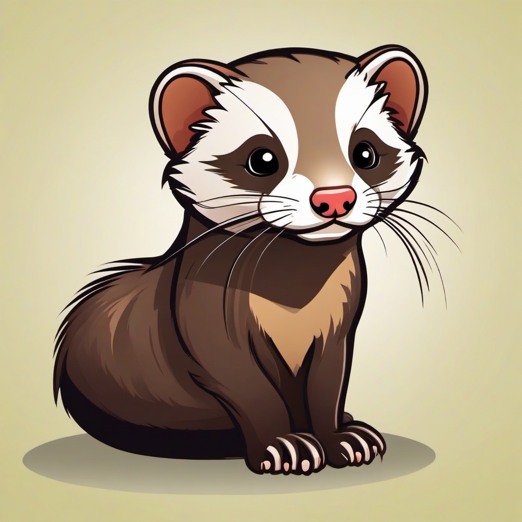 Ferret cartoon - small, clever animal often kept as a pet  