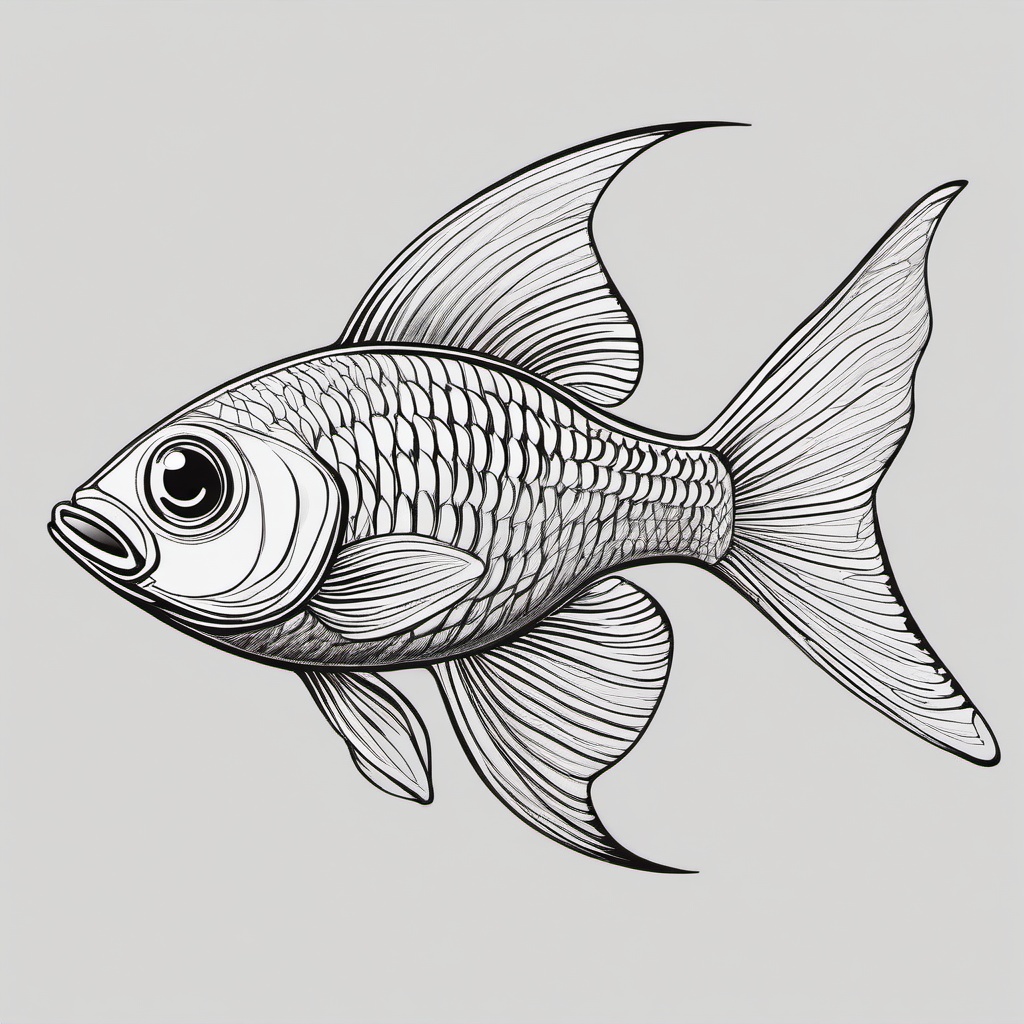 drawing of guppy fish  minimal rough sketch scribbles,doodles,black and white