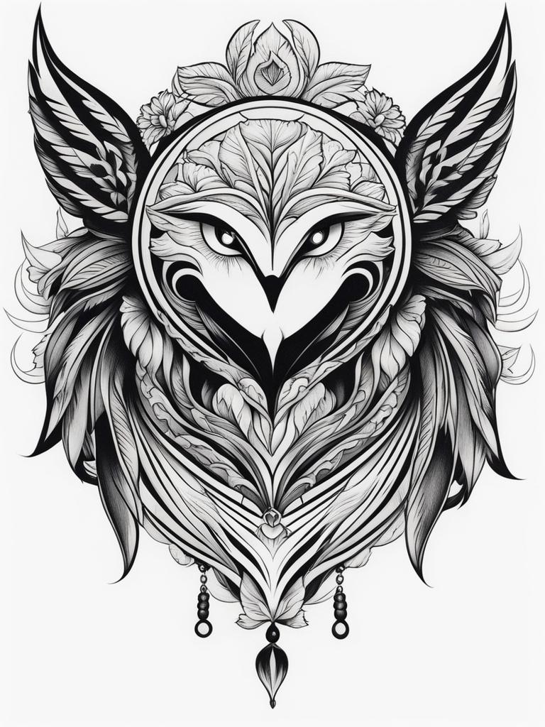 neo traditional tattoo black and white design 