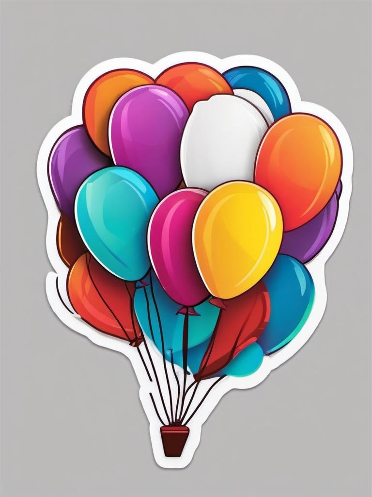 Balloon Sticker - Colorful party balloon, ,vector color sticker art,minimal