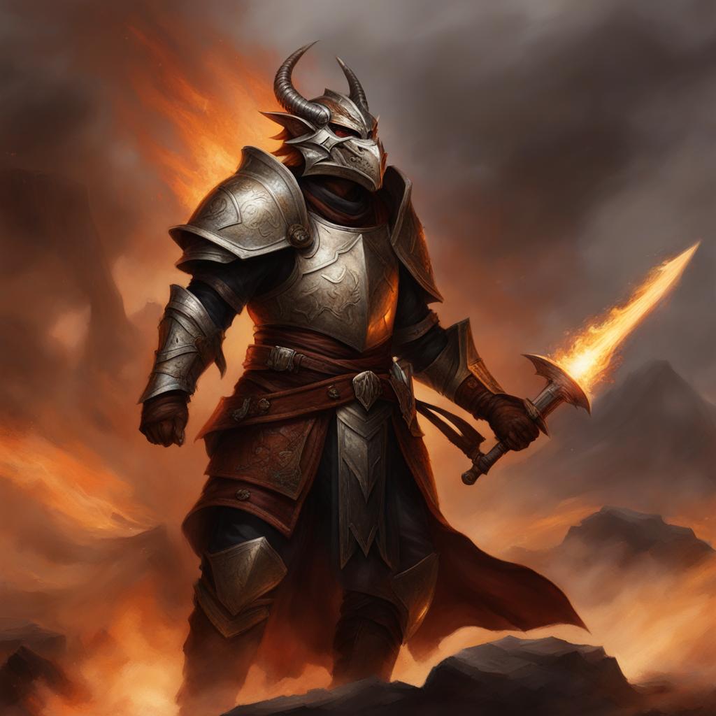 balasar flameforge, a dragonborn cleric, is healing wounded soldiers on a battlefield of smoke and chaos. 