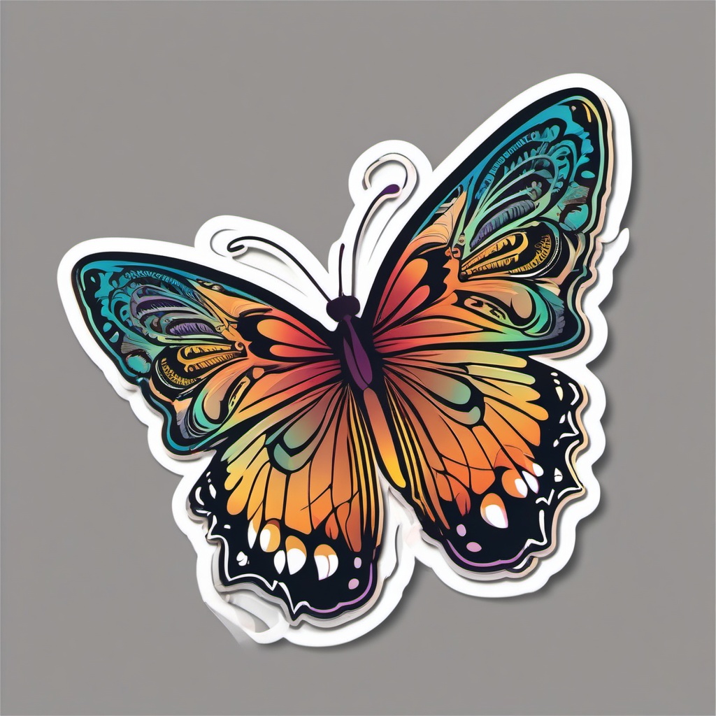 Butterfly Sticker - A colorful butterfly with intricate wing patterns. ,vector color sticker art,minimal