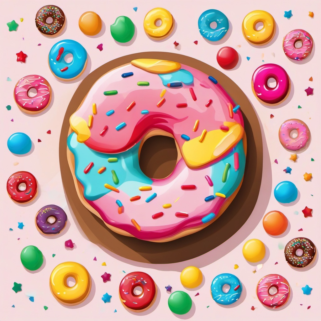 Donut clipart - donut with colorful icing and sprinkles  