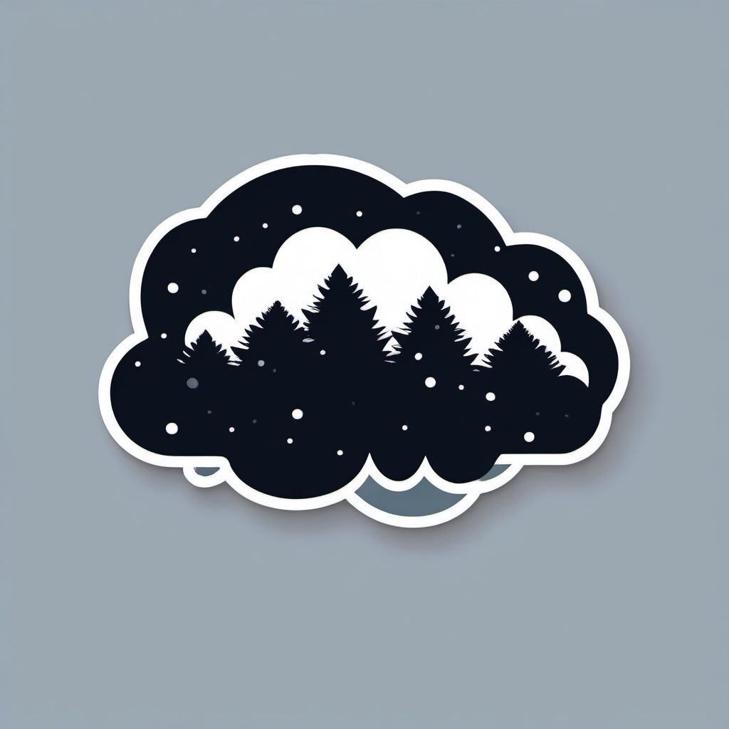 Cloud with snowstorm sticker- Blizzard and hush, , sticker vector art, minimalist design