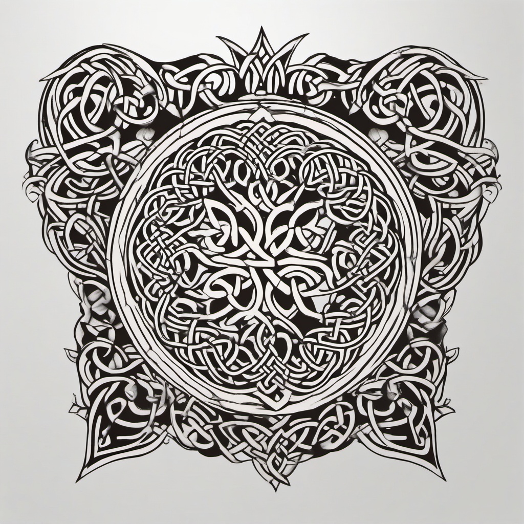 celtic hearts tattoo  simple color tattoo,minimal,white background