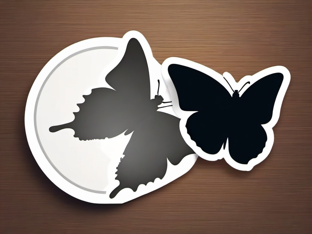 Butterfly with Trail Sticker - Butterfly with a graceful trail, ,vector color sticker art,minimal