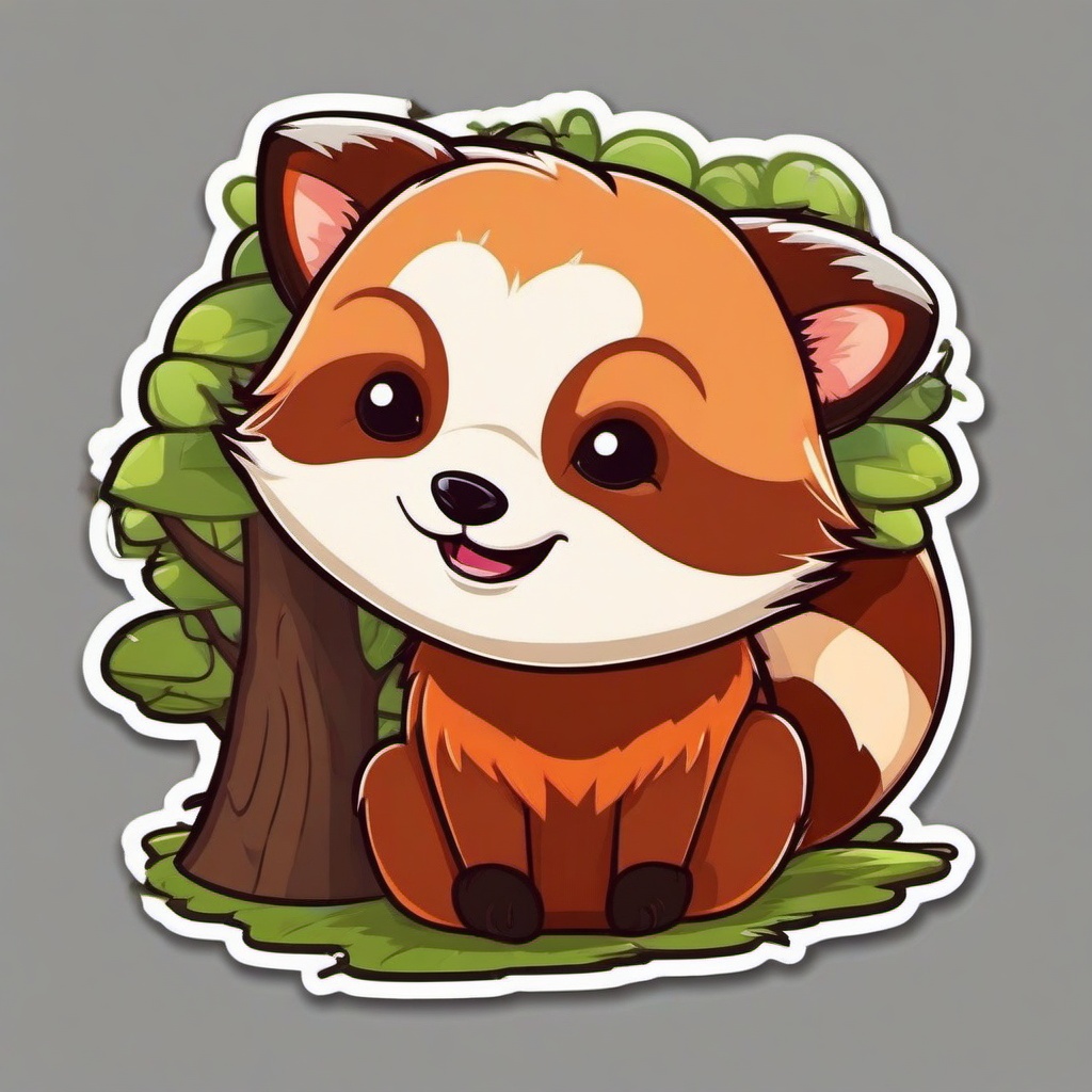 Red Panda cartoon - cute, tree-dwelling animal  cartoon sticker style