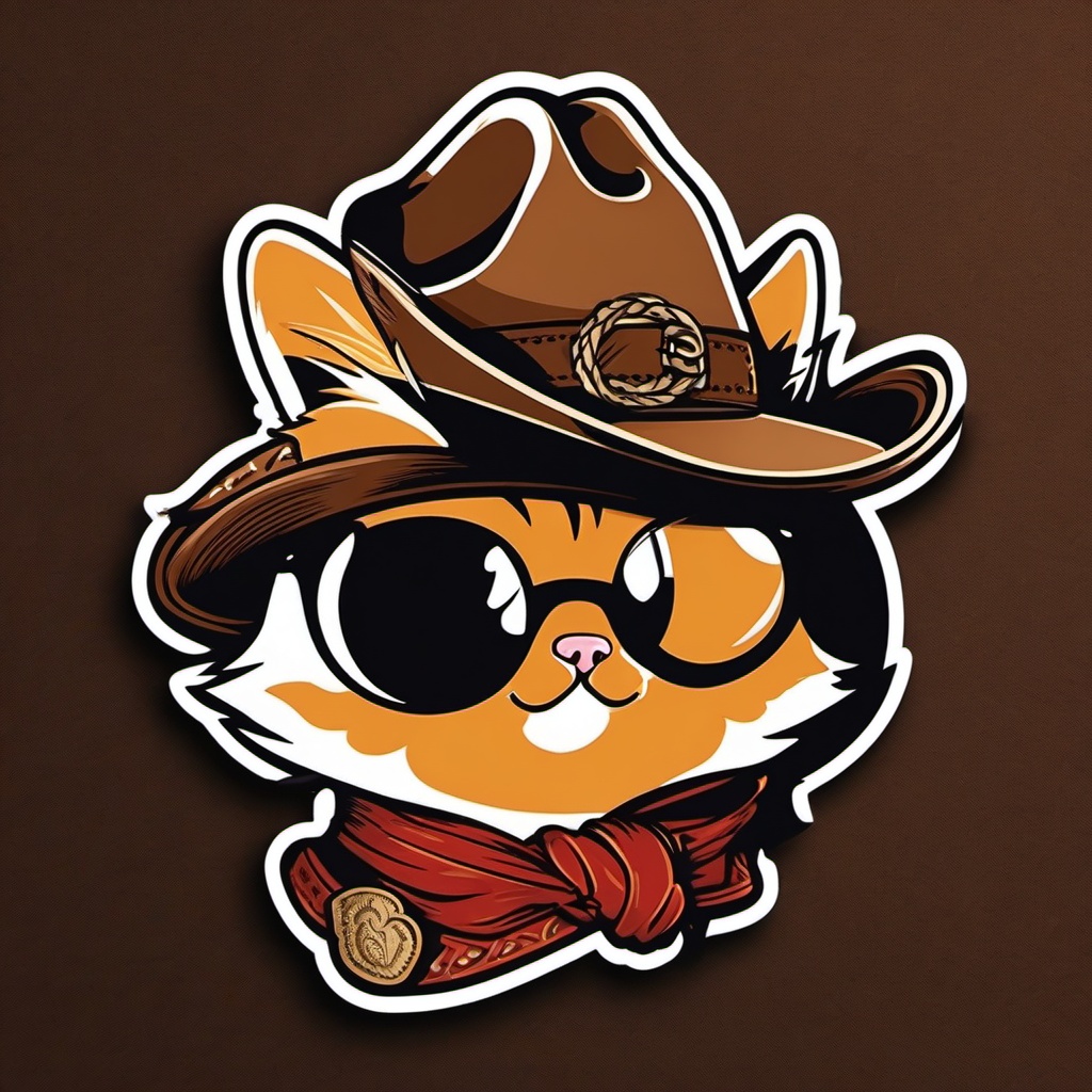 Cowboy Cat sticker- Yeehaw Kitty Roundup, , sticker vector art, minimalist design