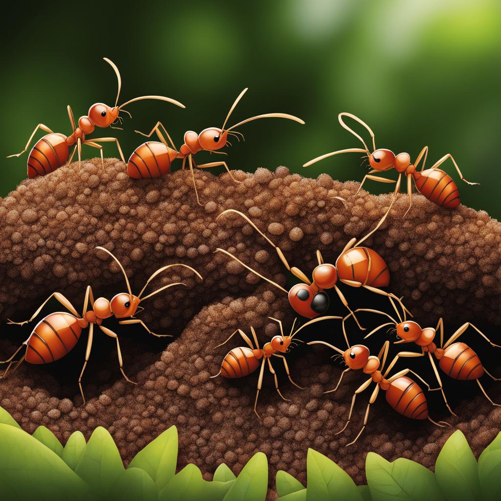 ant clipart: busy ants building their intricate anthill. 