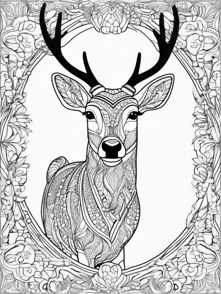 Christmas Coloring Pages Reindeer  outling,coloring pages,black and whit