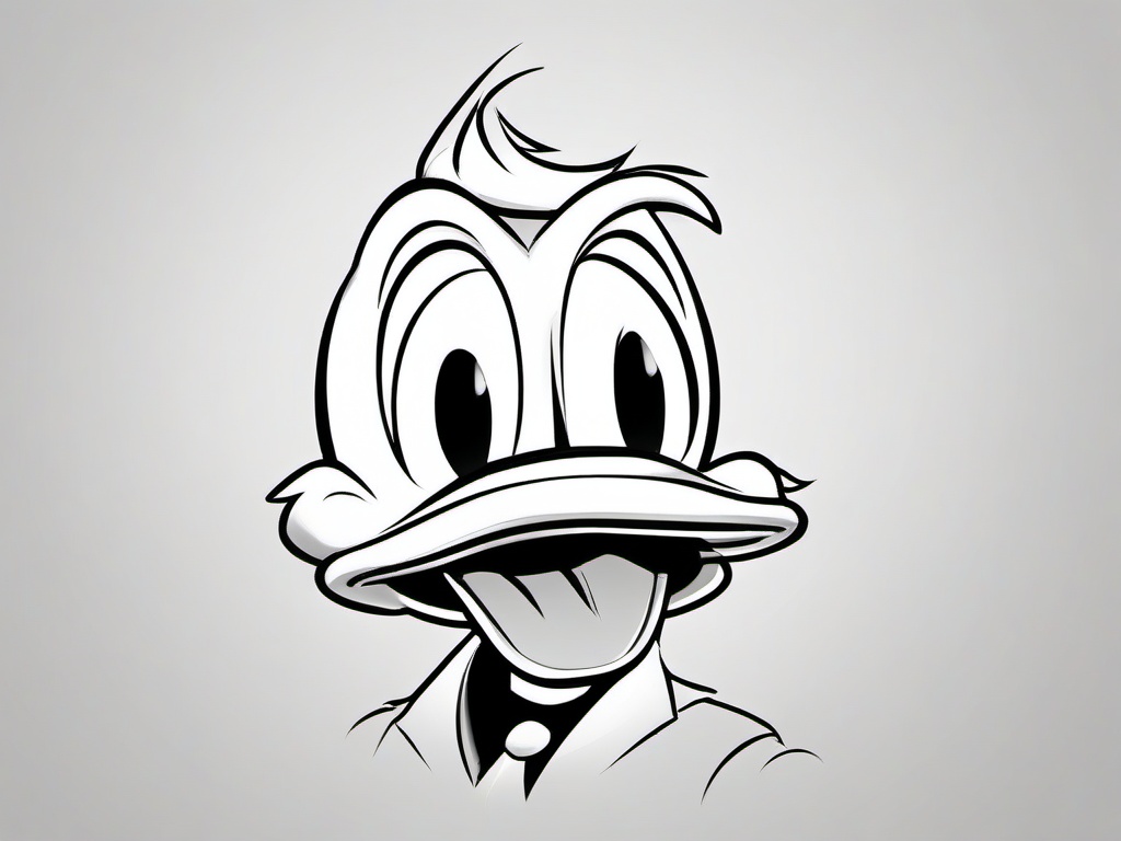 sketch of donald duck  minimal rough sketch scribbles,doodles,black and white