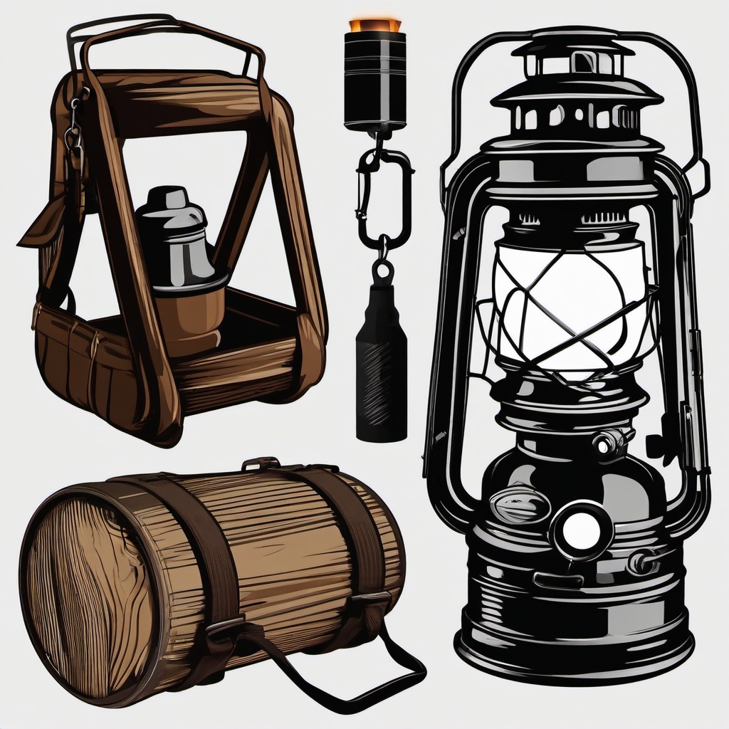 Camping clipart - camping lantern and flashlight  vector clipart